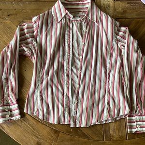 Vintage Faconnable button down - striped pink/green/white